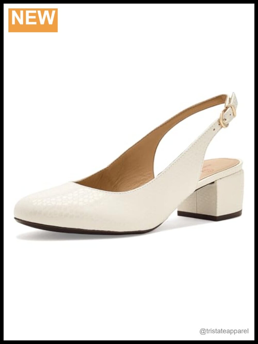 Slingback Pump Leather Block Heel Round Toe Formal Slingback